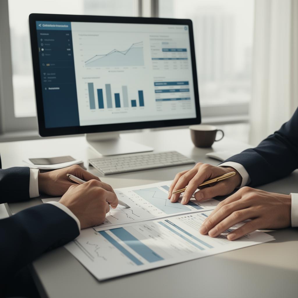 Médico analisando relatórios financeiros e dados de mercado de saúde suplementar